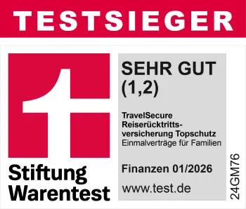 Reiserücktritt­sversicherung Testsieger Finanztest 2025 SEHR GUT